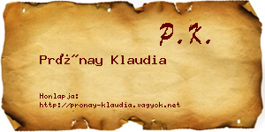 Prónay Klaudia névjegykártya